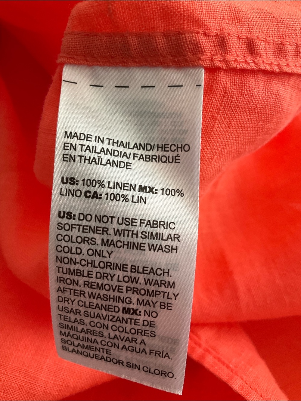Chico's Vibrant Orange Button-Front 100% Linen Blouse - Picture 12 of 12